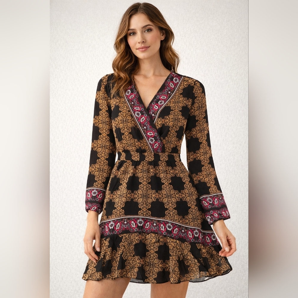 Guess Black Dress with Floral Patterns